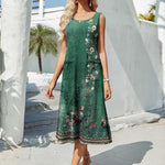 Nadorine Floral Beach Sundress Casual A-Line Midi Tank Dresses