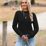 Nadorine Women's Fall Crewneck Cropped Sweater