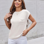 Nadorine Sleeveless Cape Sleeve Knit Ribbed Tank Tops