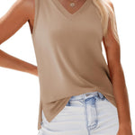 Nadorine V Neck Loose Fit Tank Tops Casual Basic