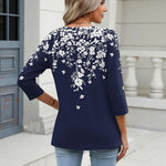 Nadorine 3/4 Length Sleeve Womens Tops Casual V Neck Shirts Soft Basic Tees Business Work Blouses