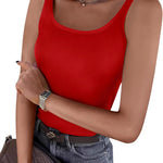 Nadorine 2 Packs Womens Ribbed Tank Tops Square Neck Tops