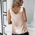 Nadorine Women's Satin Tank Top Sleeveless Blouse Top