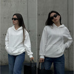Nadorine Hoodie Oversize Hoodie Casual Waffle Pullover (DE Only)