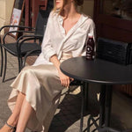 Nadorine Satin Skirt Long High-Waisted Skirt Elegant Silk Midi Skirt (DE Only)