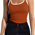 Nadorine 2 Packs Womens Ribbed Tank Tops Square Neck Tops