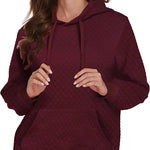 Women Quilted Sweatshirt, Casual Hoodies Pullover with Long Sleeve Hooded Sweatshirt (Us Only)