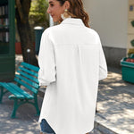 Nadorine Linen Button Down Shirts  Long Sleeve Cotton Gauze Tops
