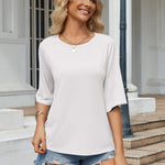 Nadorine Oversized Loose Fit Short Sleeve Striped Tops