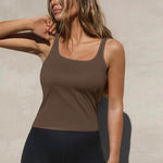 Nadorine 2 Packs Womens Ribbed Tank Tops Square Neck Tops