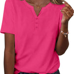 Nadorine Casual Short Sleeve V Neck Shirts Business Dressy Tunic Blouses