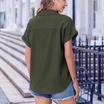 Nadorine Short Sleeve Summer Tops Casual Button Down Shirts