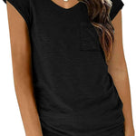 Zeagoo Women's V-Neck Short Sleeve T-Shirt with Pocket Top (DE Only)