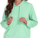 Women Quilted Sweatshirt, Casual Hoodies Pullover with Long Sleeve Hooded Sweatshirt (Us Only)
