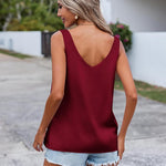 Nadorine Women's Satin Tank Top Sleeveless Blouse Top