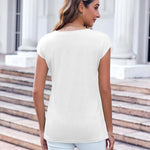 Zeagoo Womens Cap Sleeve V Neck T Shirts with Pocket