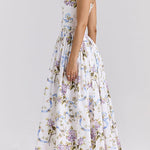 Margovil Spaghetti Strap Floral Print Bustier A-line Maxi Dress