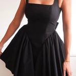 Margovil Square Neck Bow Knot Backless Mini Dress