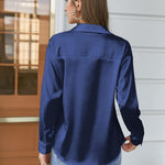 Nadorine Women's Satin Blouse V-Neck Causal Satin Blouses (DE Only)