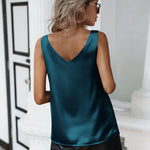 Nadorine Women's Satin Tank Top Sleeveless Blouse Top