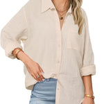 Zeagoo Womens Linen Button Down Shirts Long Sleeve Cotton Tops (US Only)