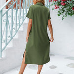 Nadorine Women's Short Sleeve Button Down Blouse Dress (DE Only)