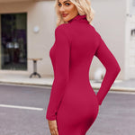 Nadorine Women's Bodycon Dress Long Sleeve Slim Fit Turtleneck Dress