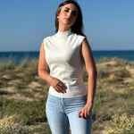 Nadorine Women's Mock Turtle Neck Sweater Vest Shirts