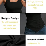 Nadorine Ribbed Tank Tops 3 Pack Scoop Neck Ruched Shirts