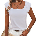 Nadorine Square Neck Casual Cap Sleeve Shirt