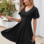 Zeagoo Womens Casual Swing Floral Ruffle Short Sleeve Sundresses
