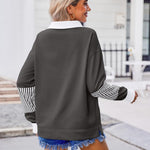 Zeagoo Women's Sweatshirt Striped Long Sleeve Henley Button Tunic Tops