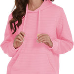 Women Quilted Sweatshirt, Casual Hoodies Pullover with Long Sleeve Hooded Sweatshirt (Us Only)