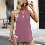 Nadorine Loose Button Down V Neck Flowy Summer Tops