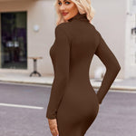 Nadorine Bodycon Dress Elegant Turtleneck Long Sleeve Dress (DE Only)