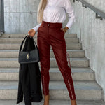 PU Leather Pocket Slim Cargo Pants