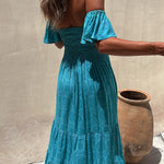 White Dragon Fruit Turquoise Dress