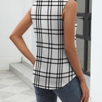 Nadorine Sleeveless Button Down Shirts V Neck Solid Tank Tops