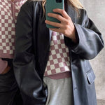 Bershka Oversized Faux Leather Blazer