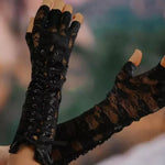 Lace Up Long Fingerless Gloves
