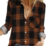 Nadorine Women's Long Sleeve Button Down Flannel Shirts Plaid Shacket