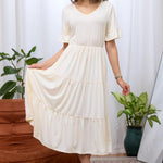 Nadorine Damen Elegant V-Ausschnitt Kleider A Linie Kurzarm Freizeitkleid (DE Only)