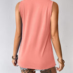 Nadorine Tank Top Blouses Scooped Neck Pleated Front Shirts
