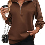 Zeagoo Women's Sweatshrits Quarter Zip Pullover Casual Cable Outfits