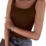 Nadorine 2 Packs Womens Ribbed Tank Tops Square Neck Tops