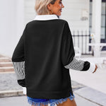 Zeagoo Women's Sweatshirt Striped Long Sleeve Henley Button Tunic Tops