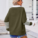 Zeagoo Women's Sweatshirt Striped Long Sleeve Henley Button Tunic Tops