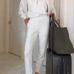 Half-zip sweatshirt and cropped pants set
