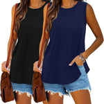 Nadorine 2 Pack Tank Tops Sleeveless Basic Shirts