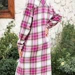 Plaid Flannel Long Shacket Jacket Coat